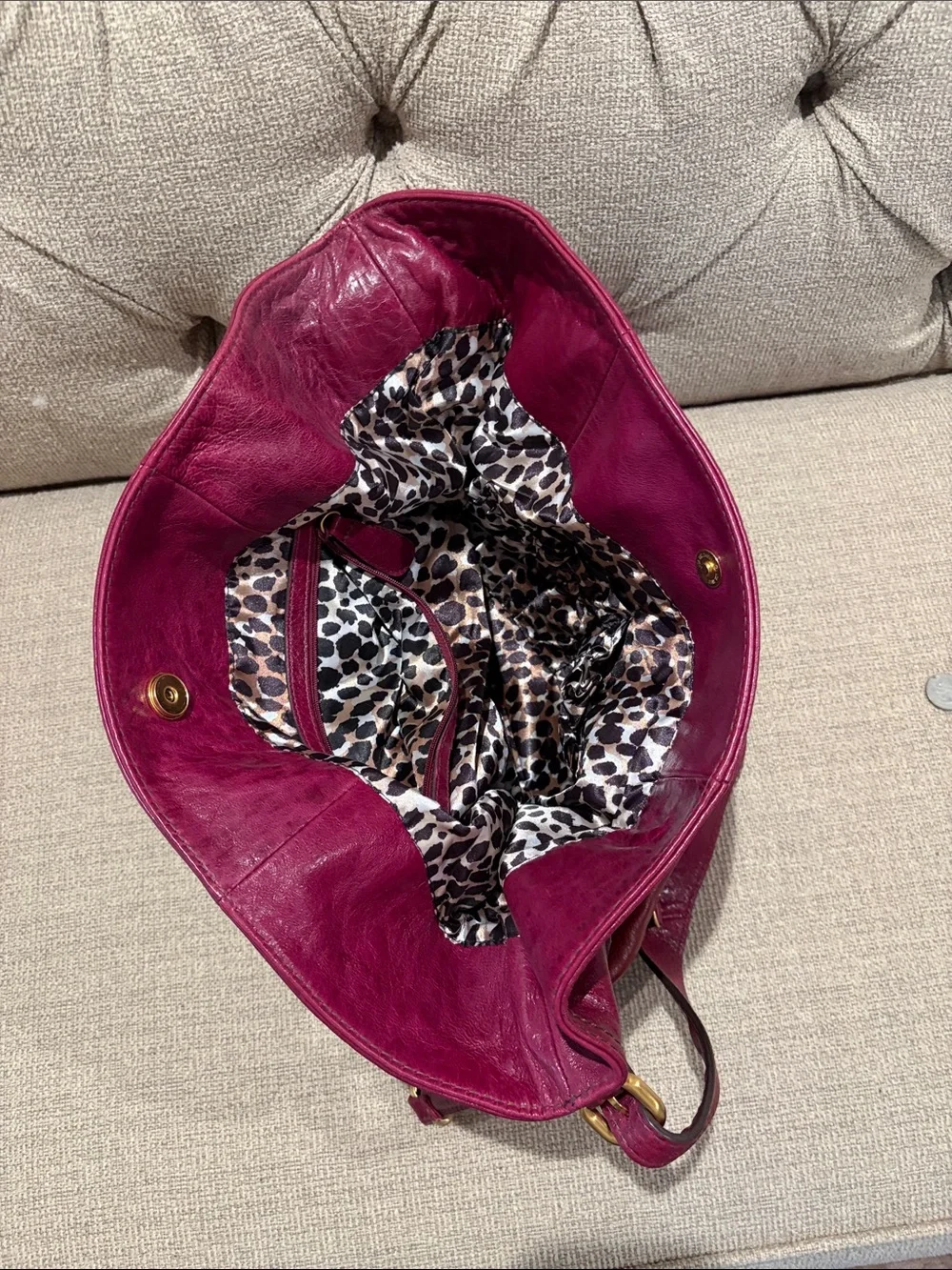 Vintage Two-Tone Burgundy and Brown Leather Hobo Bag by Steve Madden